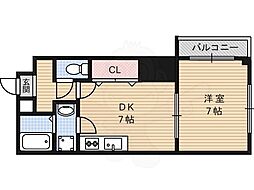 プレステージ翼 1DKの間取図画像