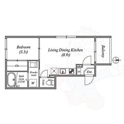 DiiRA鳥羽街道(ディーラ鳥羽街道) 1LDKの間取図画像