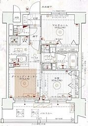 エステムプラザ京都河原町通2レジデンシャル 1SLDKの間取図画像