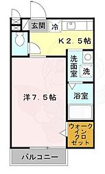 グランドール 1Kの間取図画像