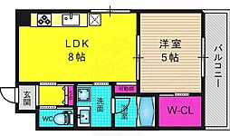 カーサフィオーレ桂 1LDKの間取図画像
