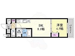 アドバンス京都北大路レフィナード 1DKの間取図画像