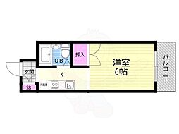 洛西みやびビル 1Kの間取図画像