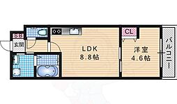 サクシード丹波橋 1LDKの間取図画像