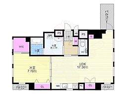 プランドール神宮丸太町 1LDKの間取図画像