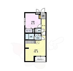 レジデンス北白川 1LDKの間取図画像
