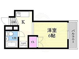 シャンボール今出川 1Kの間取図画像