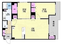 The Residence 御車道 2LDKの間取図画像