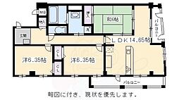 パインフィールド五条 2LDKの間取図画像