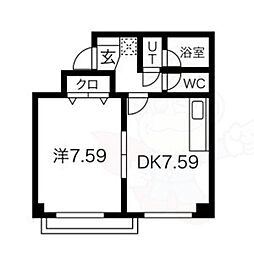 プラネシア星の子山科駅前 1LDKの間取図画像