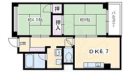 コスモ星の子ハイツ 2DKの間取図画像