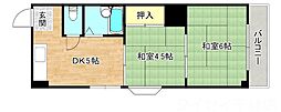 Osaka Metro谷町線 守口駅 徒歩5分の賃貸マンション 4階2DKの間取り