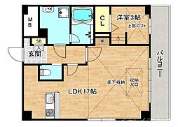 京阪本線 土居駅 徒歩5分の賃貸マンション 4階1LDKの間取り