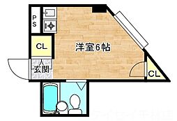 京阪本線 千林駅 徒歩1分の賃貸マンション 2階1Kの間取り