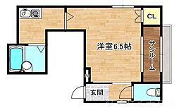 京阪本線 滝井駅 徒歩3分の賃貸アパート 1階1Kの間取り