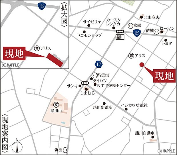 現地案内図。建物見学受付中です。