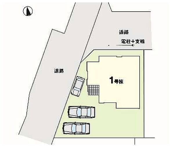 配置図。北西角地の物件となります。