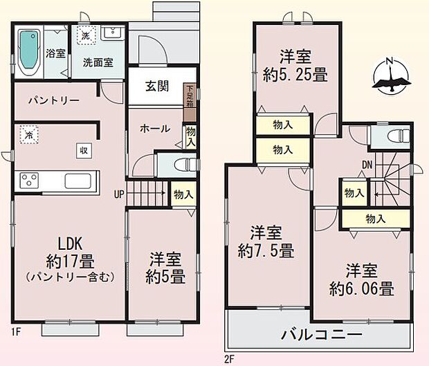 B号棟間取図 4LDKパントリー完備