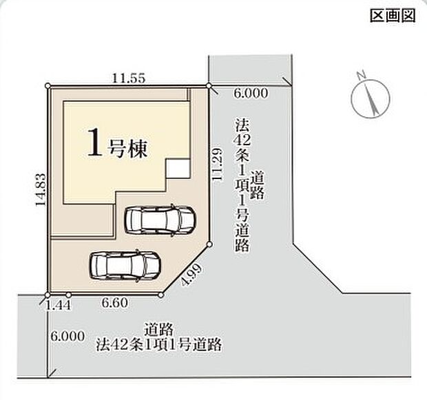 区画図。敷地内の駐車スペースや建物配置を確認しやすい資料です。