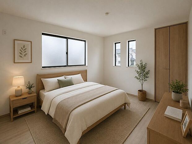 C号棟寝室写真。家具CG