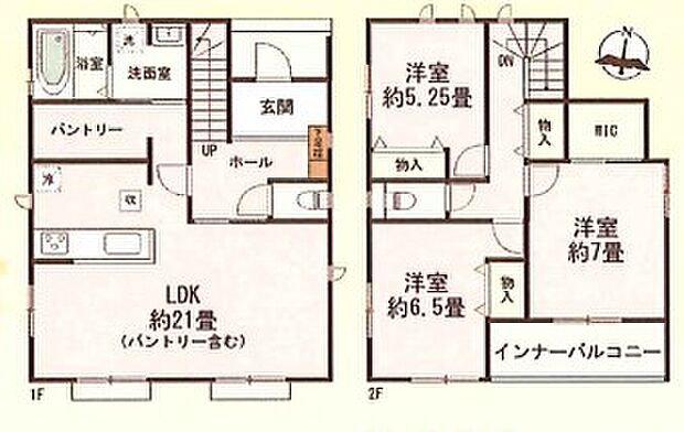 A号棟　約21帖LDK・パントリー・WIC・全居室収納・インナーバルコニー