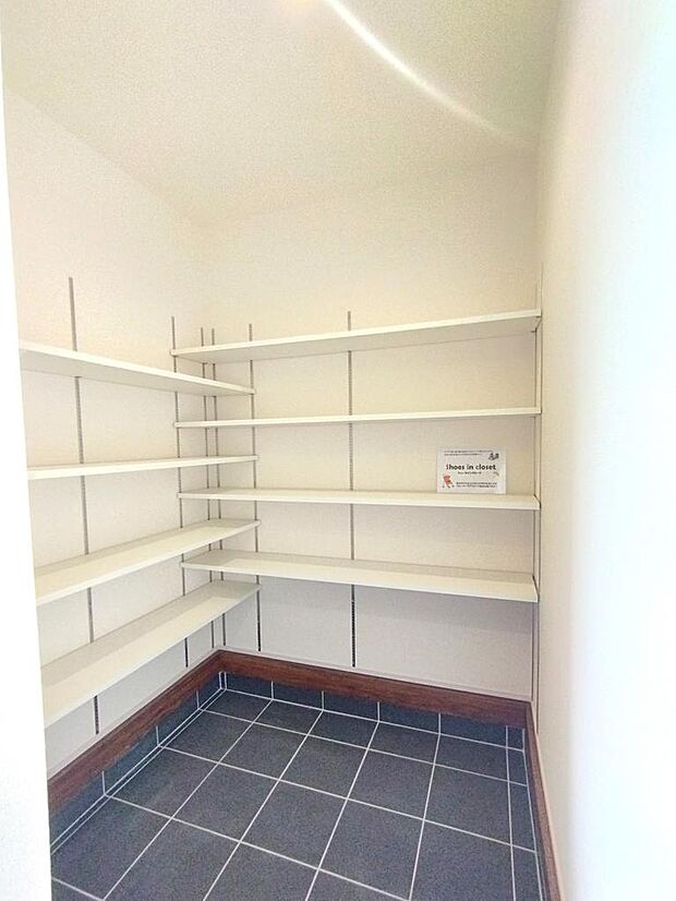 靴や小物を整理しやすい玄関収納。来客時にも整った印象を保ちやすい空間です。