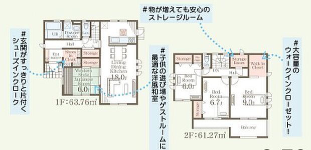 4号棟 約18帖LDK+6帖洋風和室の4SLDK。玄関SIC、大容量WIC、ストレージルーム