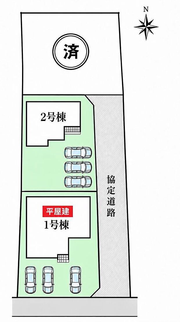 1号棟は太陽光9.18kW搭載の平屋。