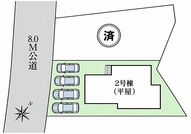 区画図 建物・庭・駐車場の配置を確認できます。