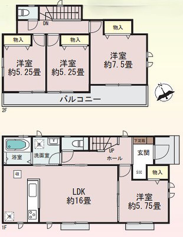 A号棟 16帖LDK・4LDK・SIC・全居室収納・バルコニー