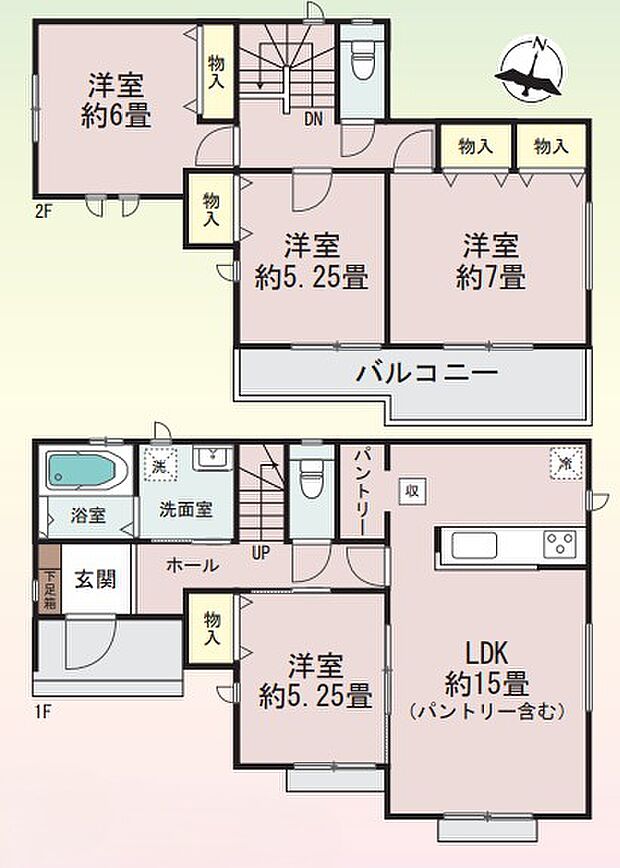 15帖LDK・4LDK・パントリー・全居室収納・バルコニー