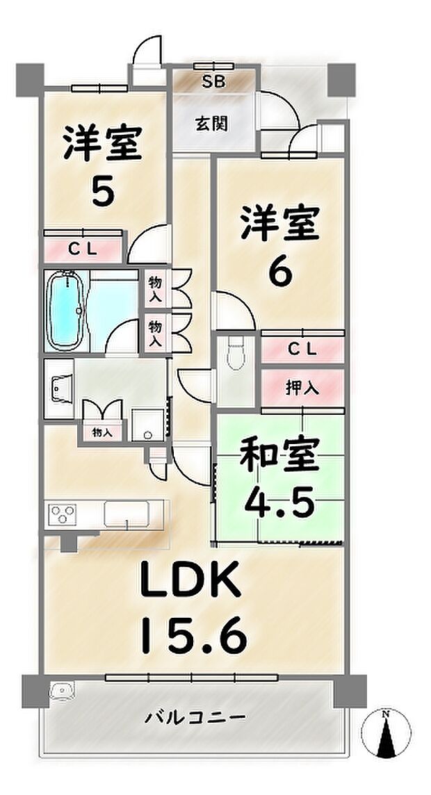 はなみずきコート嵐山松尾II番館(3LDK) 4階の間取り