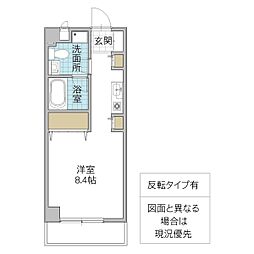 エミネンス洞峰 2階ワンルームの間取り