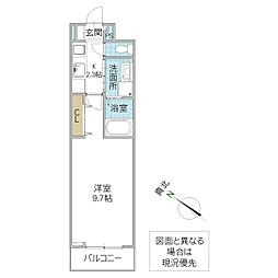 プロムナード 306号室 3階1Kの間取り