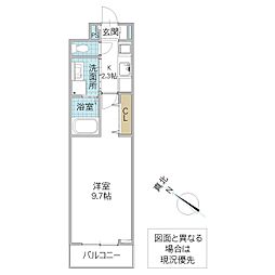 プロムナード 203号室 2階1Kの間取り