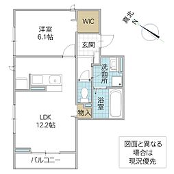 リアン 2階1LDKの間取り