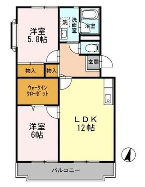 桐朋ハイツ ｜大阪府八尾市東本町4丁目(賃貸マンション2LDK・2階・57.91㎡)の写真 その2