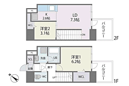モダンパラッツォ博多駅南AXIA 2LDKの間取図画像
