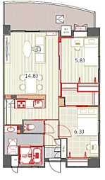 アントゥール薬院 2LDKの間取図画像