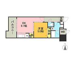 キルンズ博多駅南 1DKの間取図画像