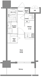 エンクレスト舞鶴2 1Kの間取図画像