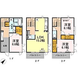 D-room室見壱番館 3LDKの間取図画像