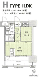 ドゥーエ赤坂 1LDKの間取図画像
