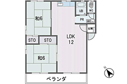 エバンジェル平和 2LDKの間取図画像