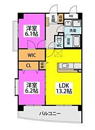 グリシーヌ空港 2LDKの間取図画像