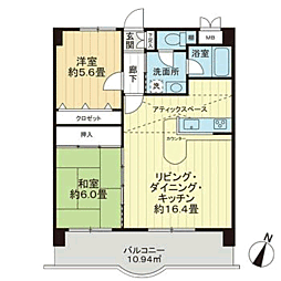 ライオンズマンション箱崎南 2LDKの間取図画像