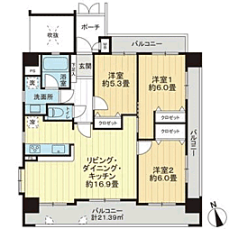 アンピール六本松 3LDKの間取図画像
