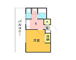 ニューロング博多 1Kの間取図画像