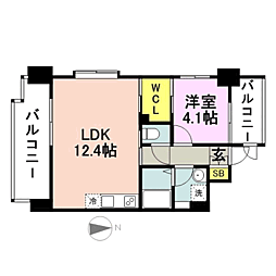 shostyleHAKATA 1LDKの間取図画像