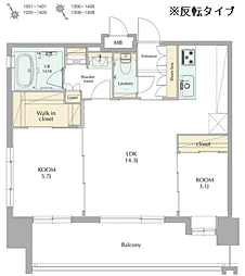 エンクレストGRAN博多駅前 2LDKの間取図画像